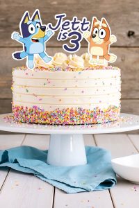 vanilla-cake with bluey cake topper